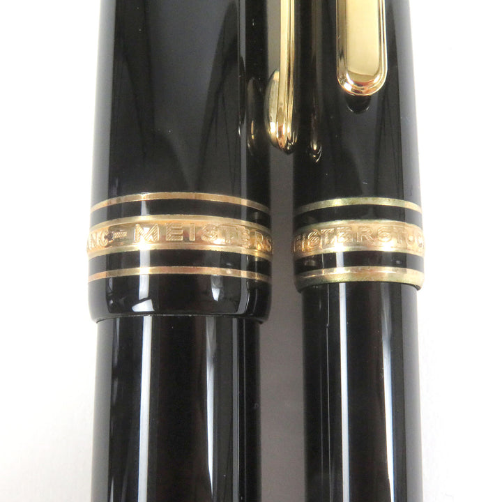 極美品□MONTBLANC モンブラン マイスターシュテュック 149 ペン先18K Mニブ 万年筆 ボールペン 2本セット ブラック ゴールド ドイツ製