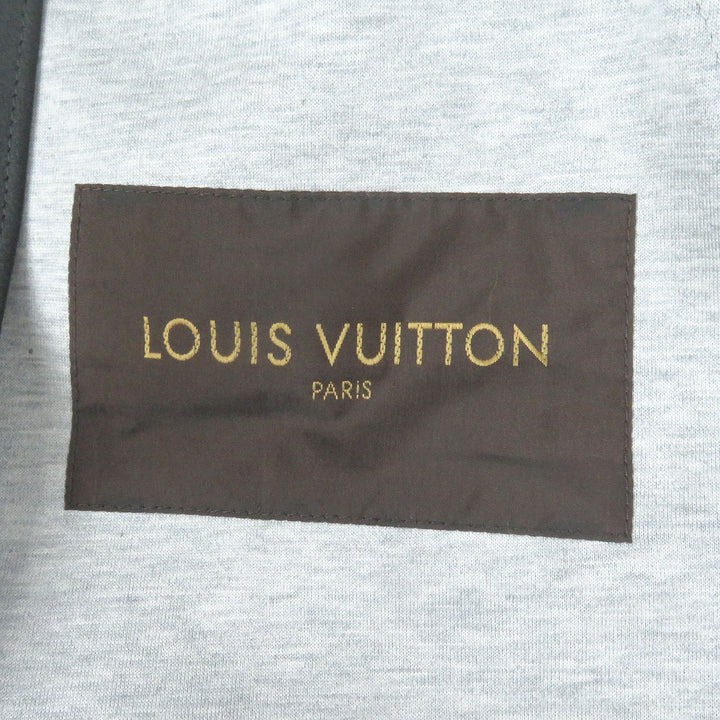 美品□LOUIS VUITTON ルイヴィトン 羊革 フライフロント スウェードレザー ステンカラーコート グレー 46 イタリア製 正規品 メンズ