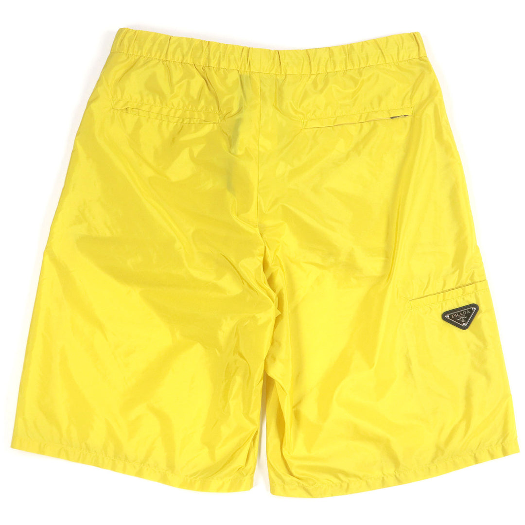 未使用品□PRADA プラダ 2021年製 SPH153 Re-NYLON トライアングルロゴ 三角プレート ショートパンツ イエロー S イタリア製 正規品 メンズ