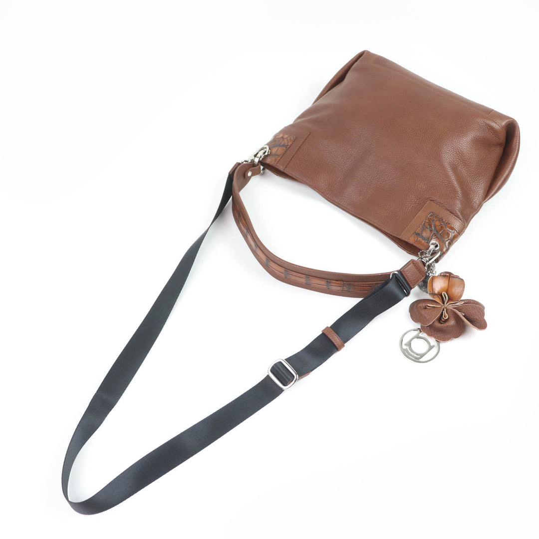 極美品☆BEAUGRAND ボーグラン JRAタグ付 クロコダイル使い レザー 2WAY ハンドバッグ ショルダーバッグ ブラウン 保存袋付 レディース