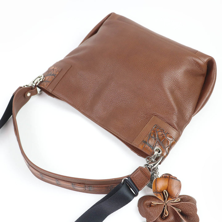 極美品☆BEAUGRAND ボーグラン JRAタグ付 クロコダイル使い レザー 2WAY ハンドバッグ ショルダーバッグ ブラウン 保存袋付 レディース