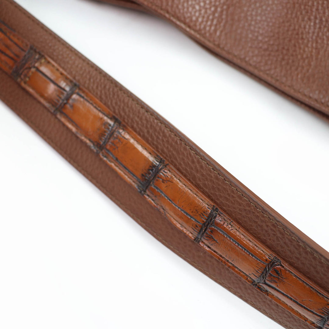 極美品☆BEAUGRAND ボーグラン JRAタグ付 クロコダイル使い レザー 2WAY ハンドバッグ ショルダーバッグ ブラウン 保存袋付 レディース