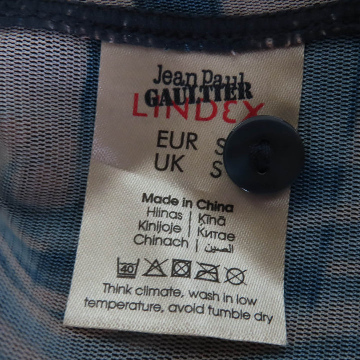 未使用品☆JEAN-PAUL GAULTIER ジャンポールゴルチエ タトゥープリント パワーネット 長袖 カーディガン ネイビー系 S レディース