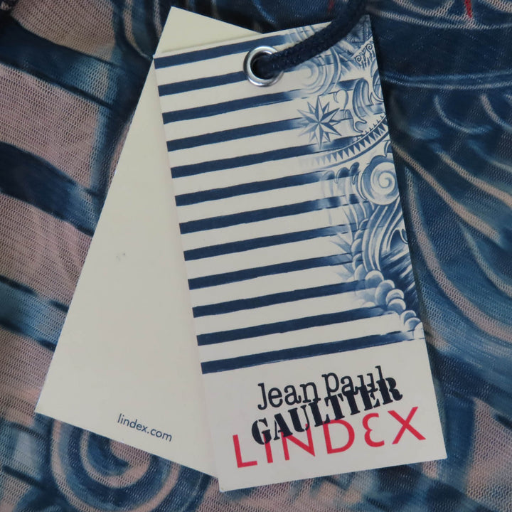 未使用品☆JEAN-PAUL GAULTIER ジャンポールゴルチエ タトゥープリント パワーネット 長袖 カーディガン ネイビー系 S レディース