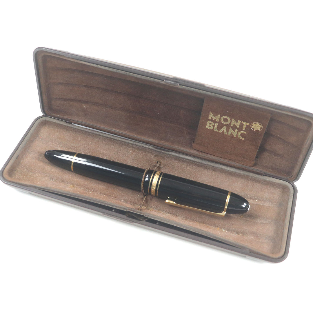 美品□MONTBLANC モンブラン マイスターシュテュック 149 ペン先14C キャップ式 万年筆 ブラック ゴールド ケース付き ドイツ製 メンズ