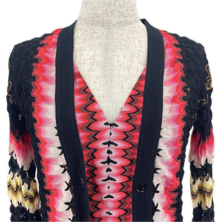 未使用品▲Missoni ミッソーニ シルク混 ロングカーディガン ワンピース 2点セット アンサンブル マルチ 38 伊製 正規品 レディース
