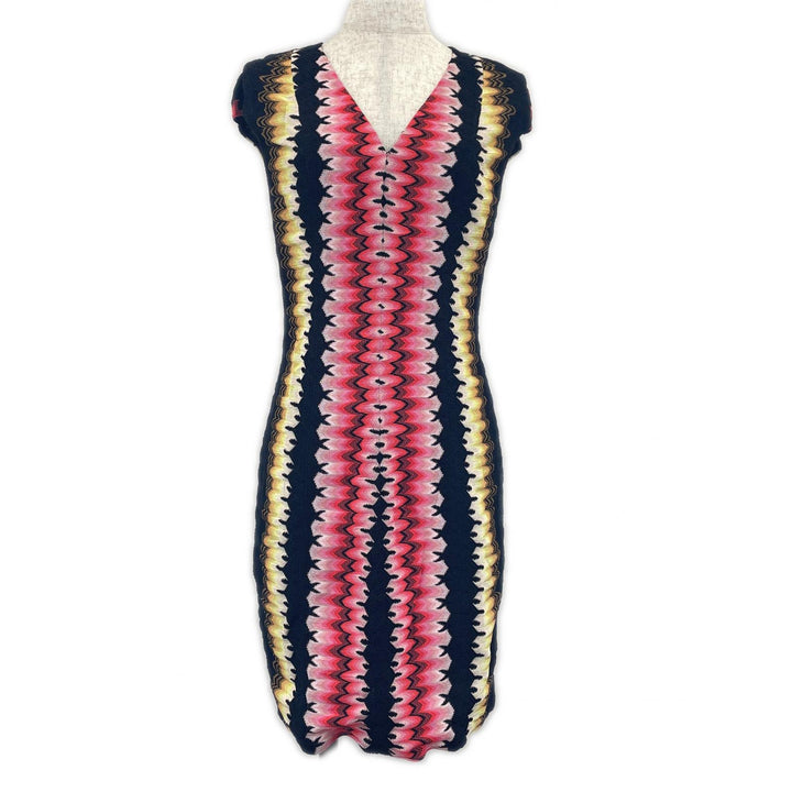 未使用品▲Missoni ミッソーニ シルク混 ロングカーディガン ワンピース 2点セット アンサンブル マルチ 38 伊製 正規品 レディース