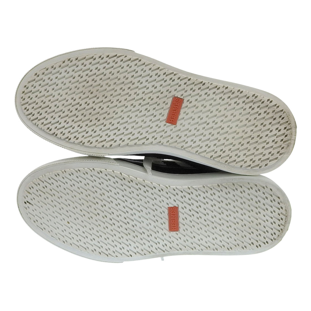 美品▲HERMES エルメス ディープ Hロゴデザイン レザー使い ニットスニーカー ブラック 37 箱・保存袋付き イタリア製 レディース