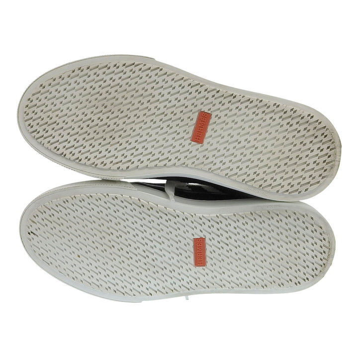 美品▲HERMES エルメス ディープ Hロゴデザイン レザー使い ニットスニーカー ブラック 37 箱・保存袋付き イタリア製 レディース
