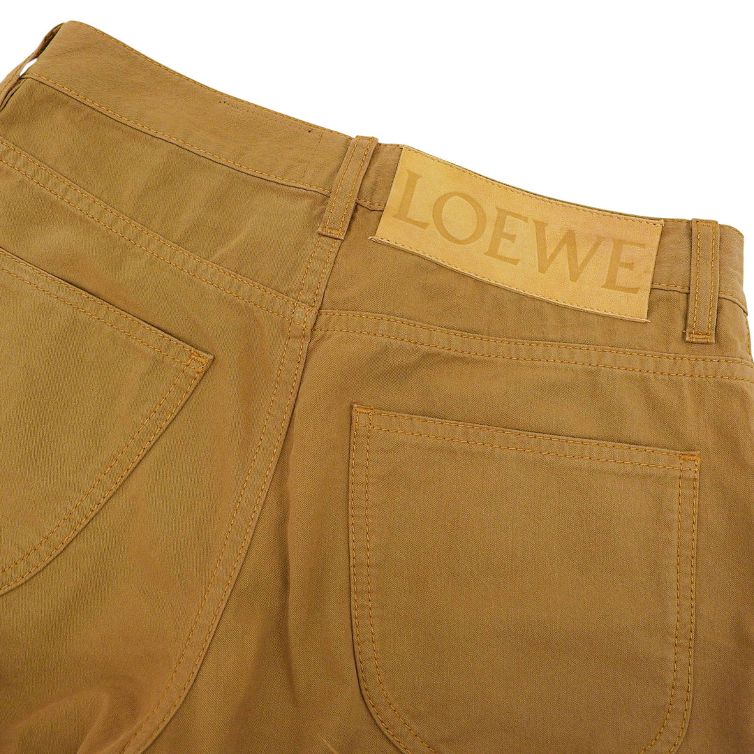 極美品▲LOEWE×Paulas Ibiza ロエベ×パウラズイビザ S2292032IB ヘンプ リネン混 切替デザイン ロゴボタン付き パンツ 34 正規品 メンズ