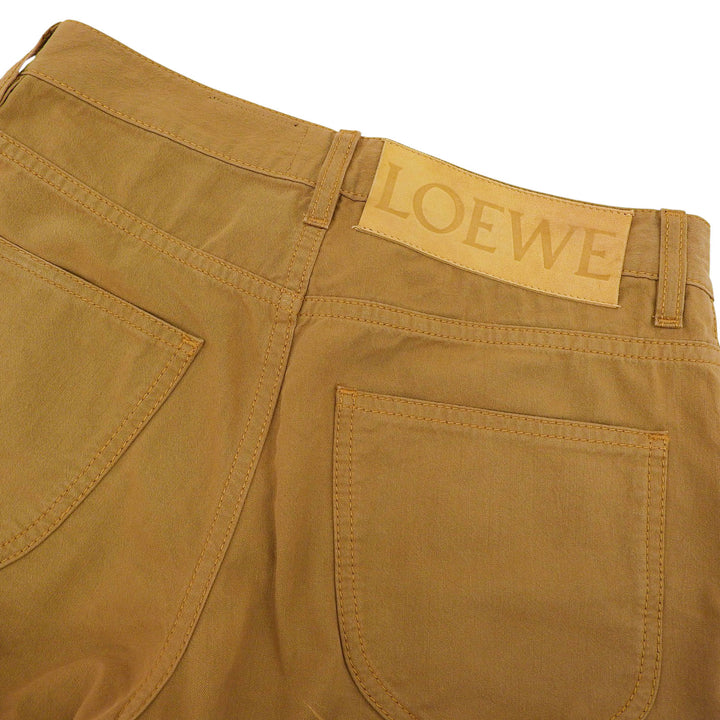 極美品▲LOEWE×Paulas Ibiza ロエベ×パウラズイビザ S2292032IB ヘンプ リネン混 切替デザイン ロゴボタン付き パンツ 34 正規品 メンズ