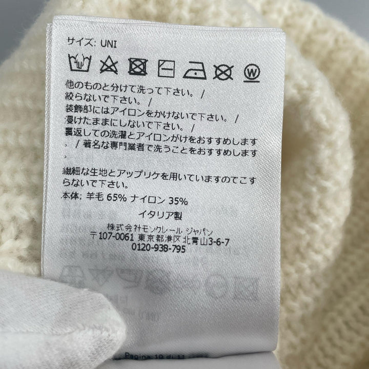 極美品▲MONCLER モンクレール 24年製 J20933B00072 BERRETTO ロゴワッペン付き ウール ニットキャップ ホワイト UNI イタリア製 正規品