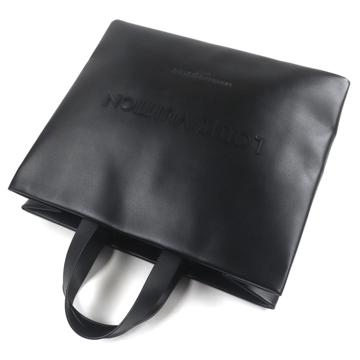 未使用品▼ルイヴィトン M13979 ショッパートートMM ロゴデザイン カウハイドレザー 2WAY トートバッグ ブラック 保存袋付き 仏製 メンズ