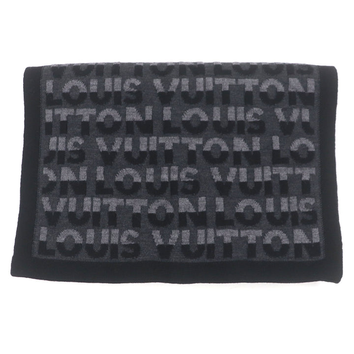 極美品▼LOUIS VUITTON ルイヴィトン M70911 エシャルプ・LVスプリット ウール100% ノワール グリ アントラシット ニットマフラー 正規品