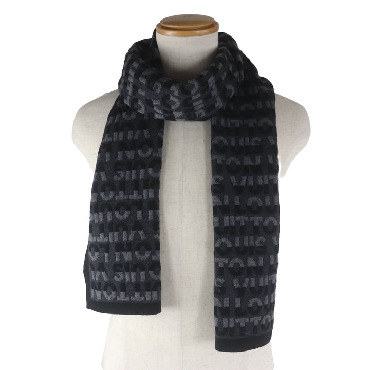 極美品▼LOUIS VUITTON ルイヴィトン M70911 エシャルプ・LVスプリット ウール100% ノワール グリ アントラシット ニットマフラー 正規品