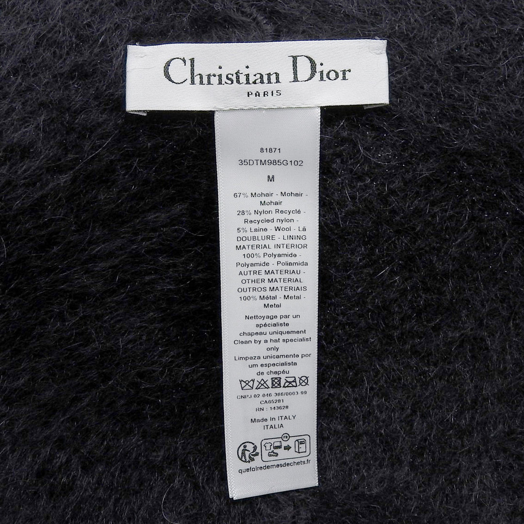 極美品▲Christian Dior クリスチャンディオール 35DTM985G102 モヘア混 CDロゴ金具 バケット ハット ブラック M 伊製 正規品 レディース