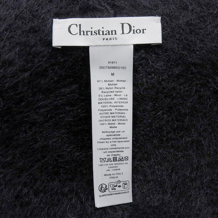 極美品▲Christian Dior クリスチャンディオール 35DTM985G102 モヘア混 CDロゴ金具 バケット ハット ブラック M 伊製 正規品 レディース
