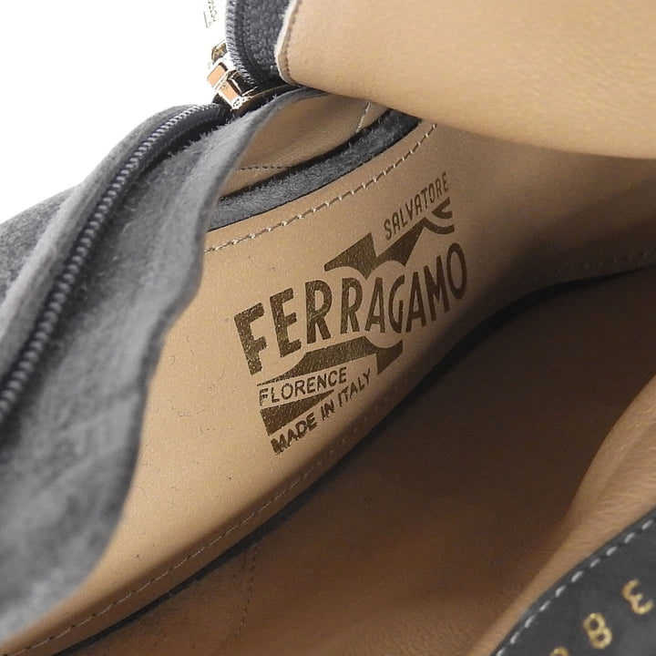 極美品▲Salvatore Ferragamo サルヴァトーレフェラガモ DG73882 GOLIA スウェードレザー アンクルブーツ グレー 6 箱・保存袋付き 伊製