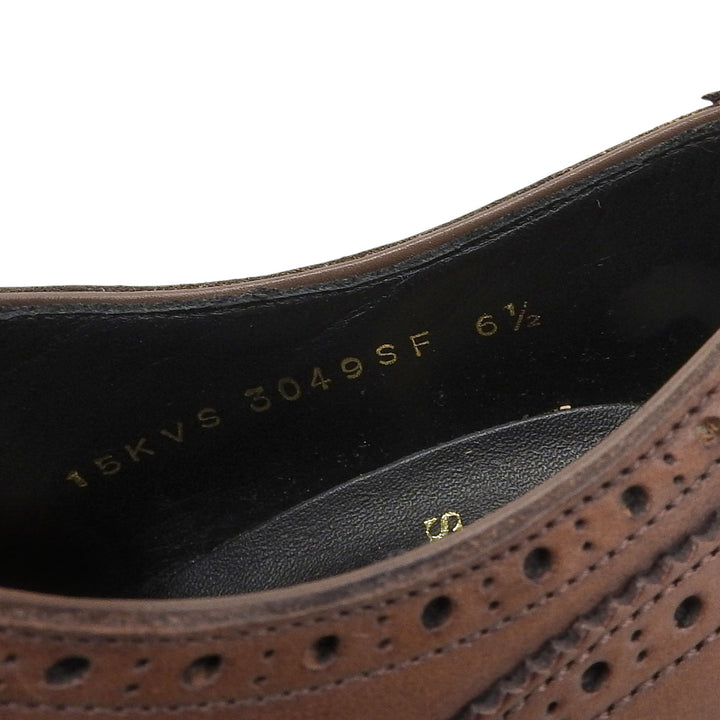 極美品▲SHETLANDFOX シェットランドフォックス 15KVS 3049SF パンチドキャップトゥ レザーシューズ ブラウン 6.5 日本製 メンズ