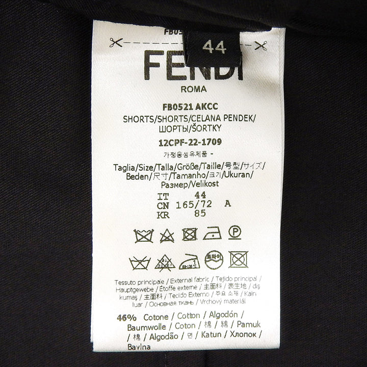 極美品▲FENDI フェンディ 2022年製 FB0521 FFロゴ刺繍 シャドーストライプ ショートパンツ ブラック 44 イタリア製 正規品 メンズ