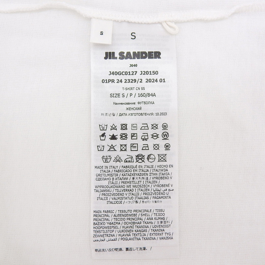 未使用品▲JIL SANDER+ ジルサンダープラス J40GC0127 コットン100％ マッシュルーム刺繡 半袖Ｔシャツ ホワイト カットソー S 正規品