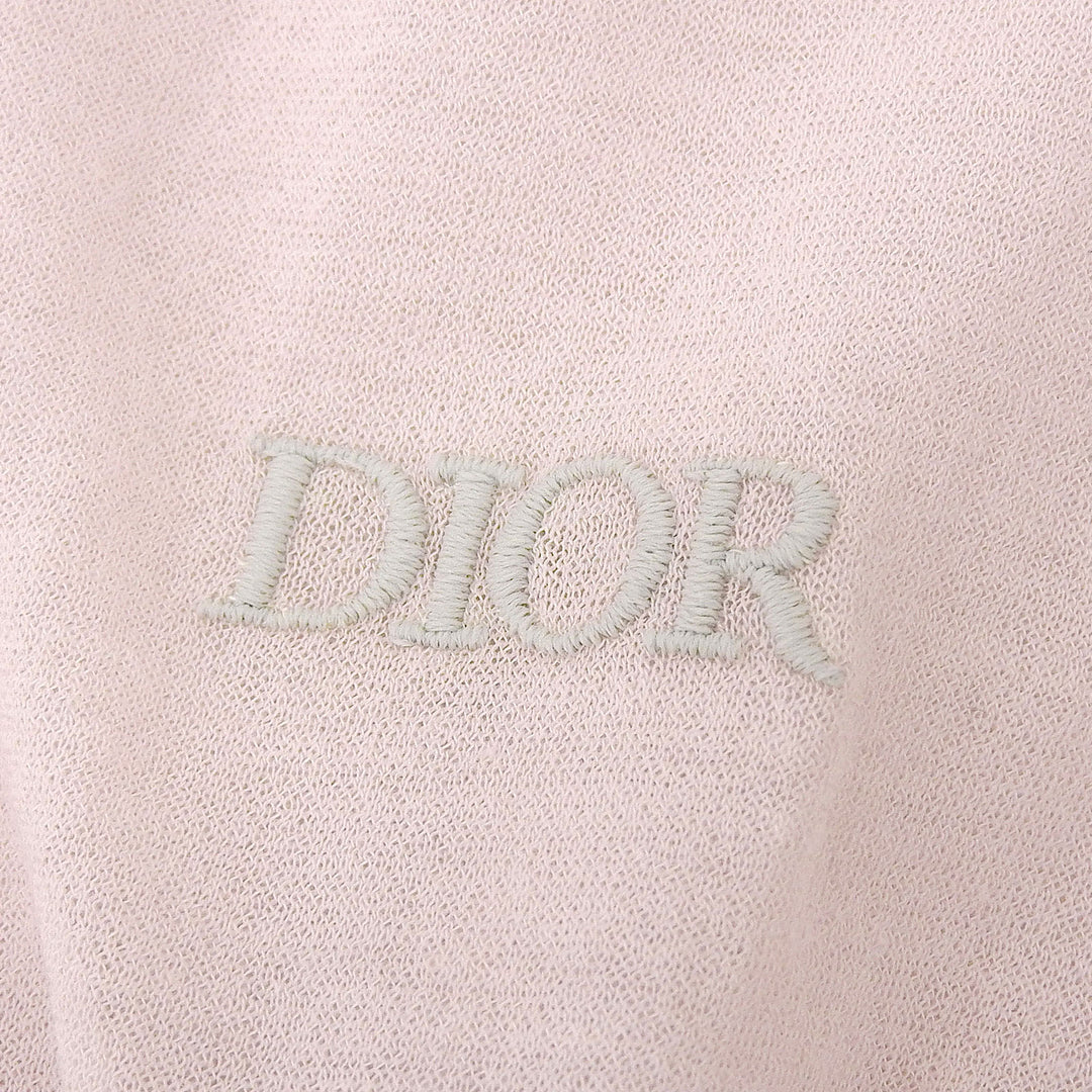 未使用品▲DIOR ディオール オム 243J831A0800 袖口ロゴ刺繡・ロゴボタン付き 長袖ニットポロシャツ ピンク S イタリア製 正規品 メンズ