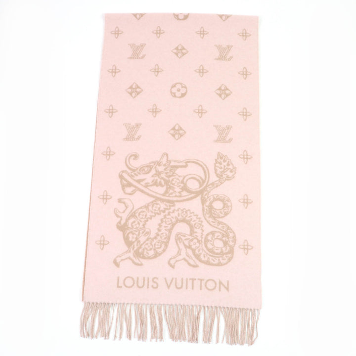 美品☆LOUIS VUITTON ルイヴィトン M79543 エシャルプ・レイキャビク プレシャス ドラゴン カシミヤ100％ マフラー ピンク 伊製 正規品
