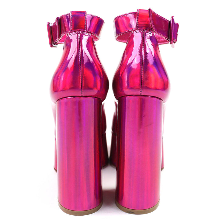 極美品△Christian Louboutin クリスチャンルブタン Yazefir 130 パテントレザー プラットフォーム パンプス メタリックピンク 35 伊製