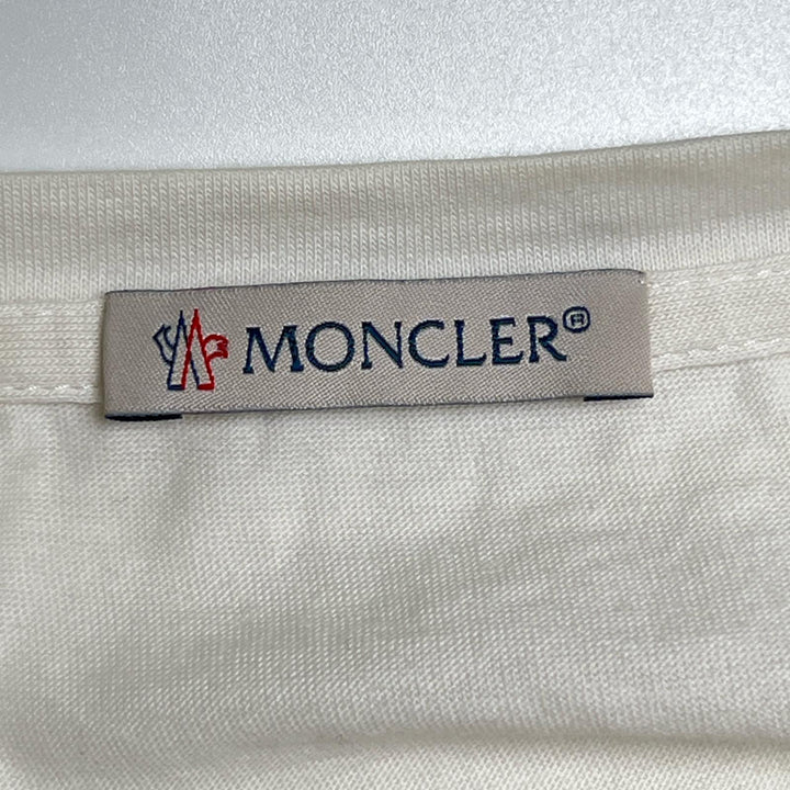 美品▲MONCLER モンクレール 23SS MAGLIA MANICA CORTA コットン100％ ロゴワッペン付き 半袖Ｔシャツ ホワイト M 正規品 レディース