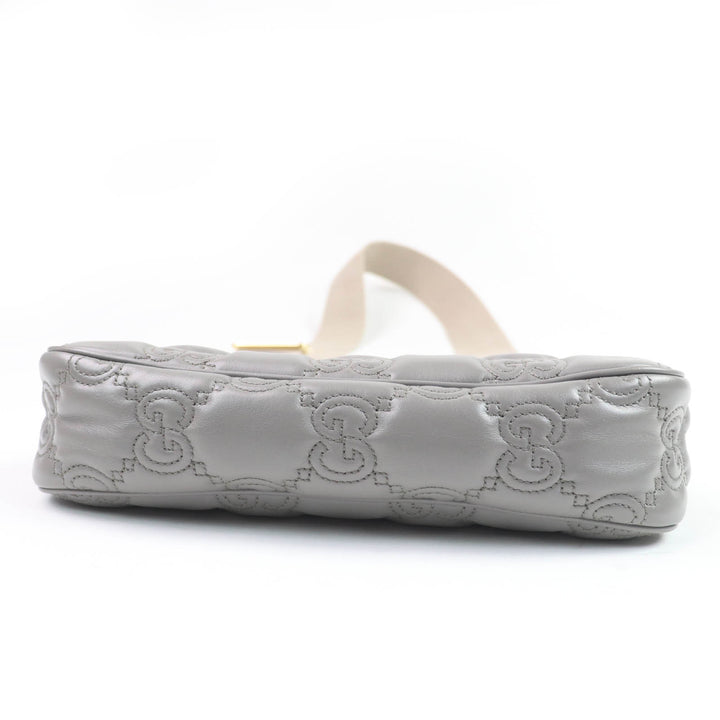 良品☆GUCCI グッチ 735049 GGマトラッセ レザー 2WAY ハンドバッグ ショルダーバッグ グレー 保存袋付き イタリア製 レディース