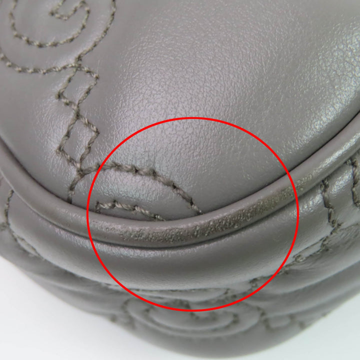 良品☆GUCCI グッチ 735049 GGマトラッセ レザー 2WAY ハンドバッグ ショルダーバッグ グレー 保存袋付き イタリア製 レディース