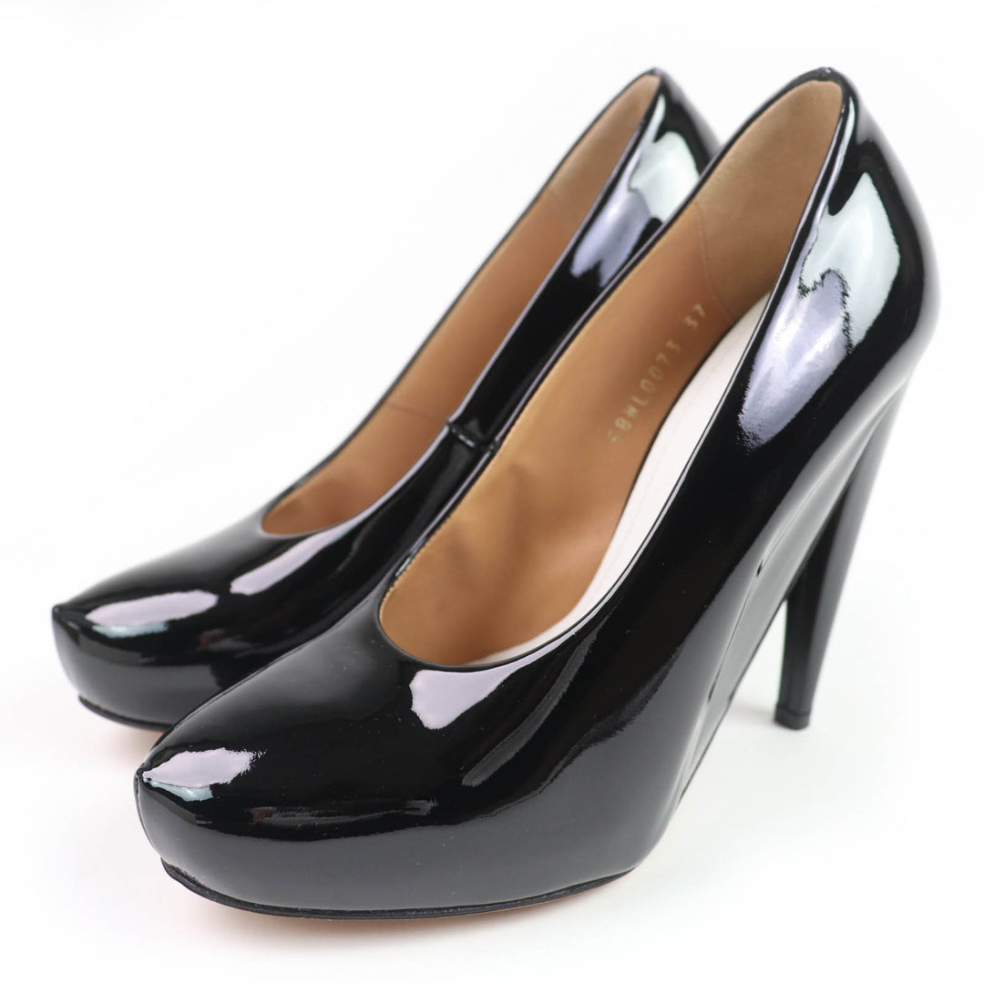 極美品☆Maison Margiela 22 メゾンマルジェラ22 58WL0073 パテントレザー パンプス ブラック 37 箱・保存袋付き イタリア製 レディース
