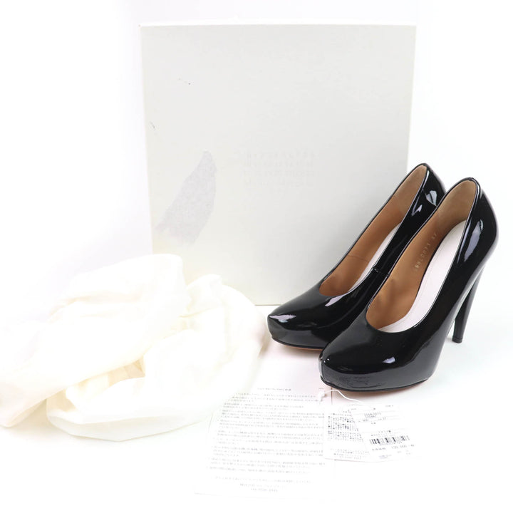 極美品☆Maison Margiela 22 メゾンマルジェラ22 58WL0073 パテントレザー パンプス ブラック 37 箱・保存袋付き イタリア製 レディース