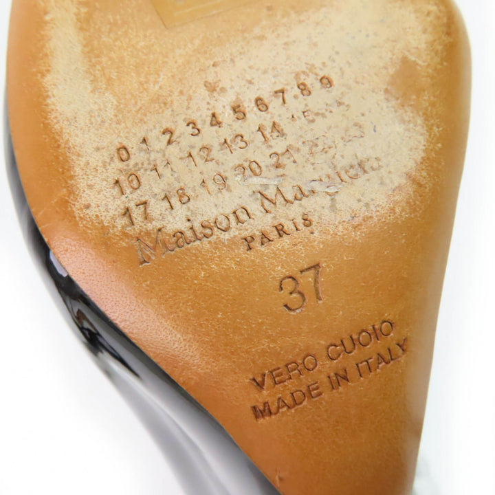 極美品☆Maison Margiela 22 メゾンマルジェラ22 58WL0073 パテントレザー パンプス ブラック 37 箱・保存袋付き イタリア製 レディース
