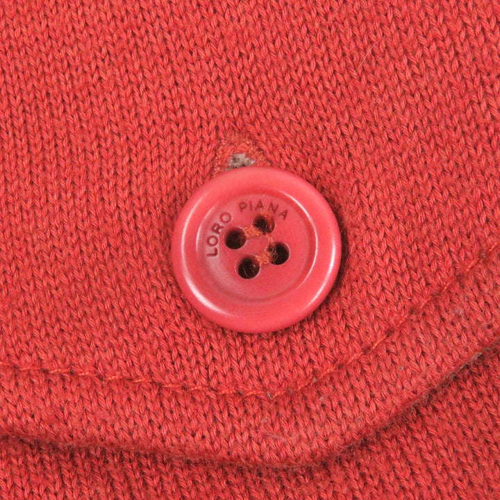 美品□Loro Piana ロロピアーナ コットン シルク ジップアップ 長袖 ニットジャケット テラコッタ 58/希少サイズ イタリア製 メンズ