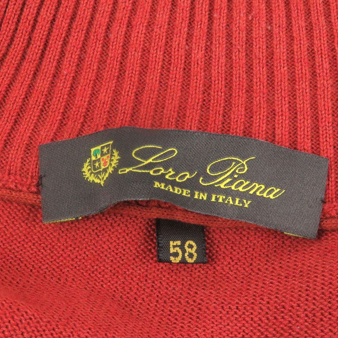 美品□Loro Piana ロロピアーナ コットン シルク ジップアップ 長袖 ニットジャケット テラコッタ 58/希少サイズ イタリア製 メンズ