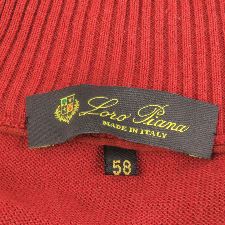 美品□Loro Piana ロロピアーナ コットン シルク ジップアップ 長袖 ニットジャケット テラコッタ 58/希少サイズ イタリア製 メンズ