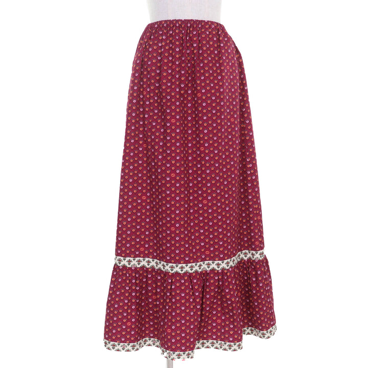 未使用品◇GUCCI グッチ 741252 ZAM1S コットン100% インターロッキングG 花柄 裾フレア ロング スカート マルチ 36 イタリア製 正規品