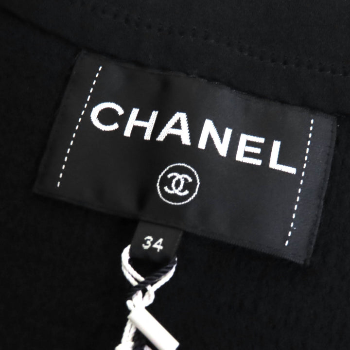 未使用品△CHANEL シャネル 21S P70545 コットン ナンバリングボタン ノーカラージャケット ブラック 34 フランス製 レディース オススメ