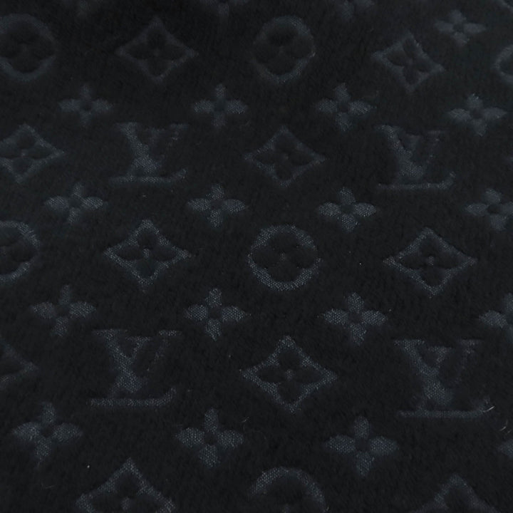 美品◇LOUIS VUITTON ルイヴィトン M70520 モノグラムクラシック ウール100％ フリンジ付き マフラー ブラック イタリア製 メンズ