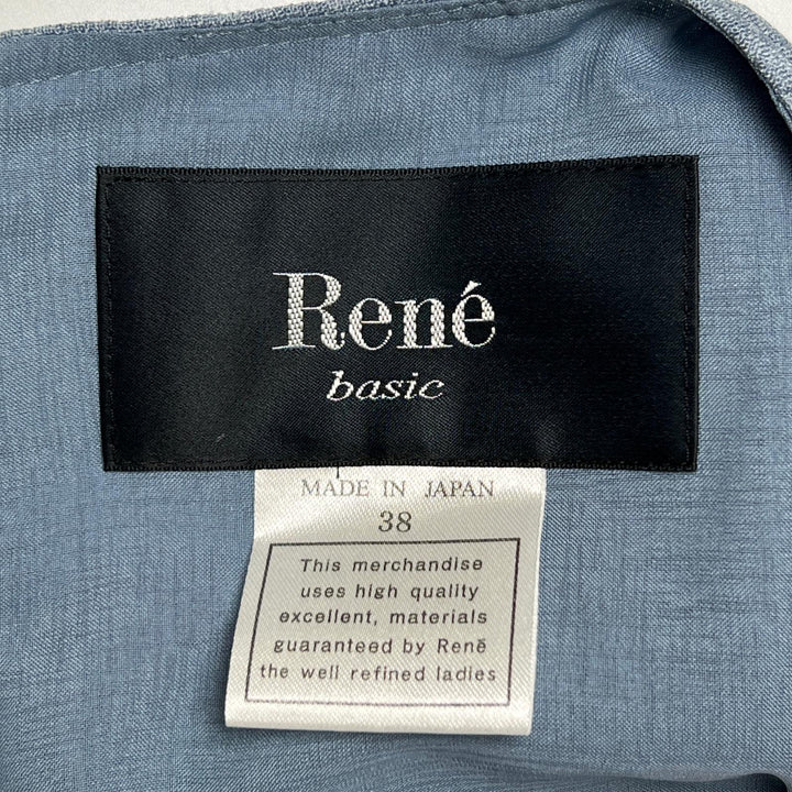 極美品▲Rene ルネ basic ノースーリーブ バルーン ワンピース ドレス ライトブルー 38 日本製 正規品 レディース