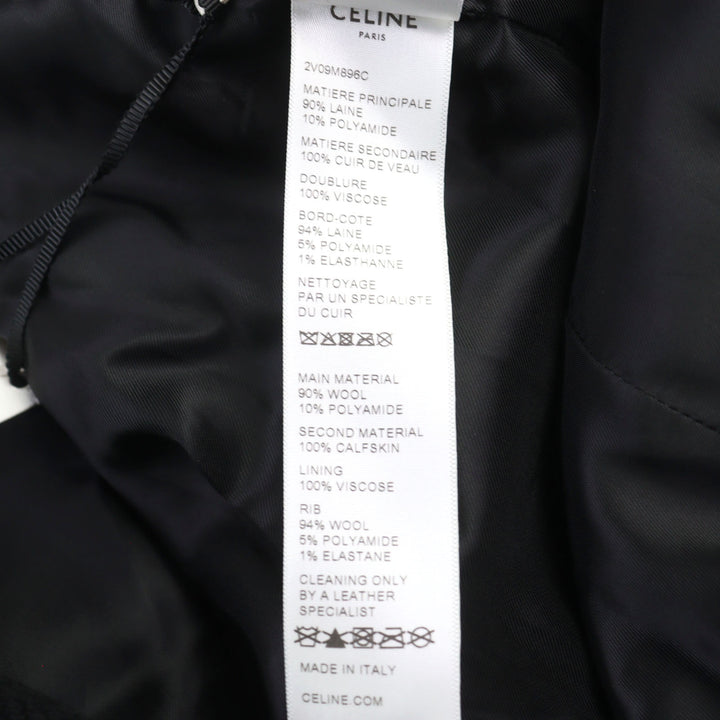 未使用品○CELINE セリーヌ 22AW 2V09M896C BOY DOLL TEDDY JACKET ボーイドール レザー切替 テディジャケット 50 正規品 定価445500円