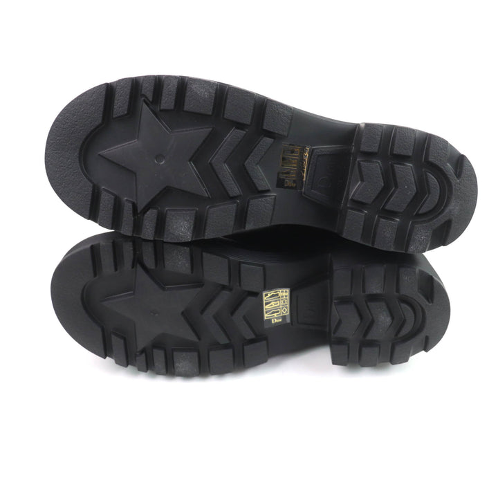 未使用品★Christian Dior クリスチャンディオール DIOR SYMBOL ラバーロゴパッチ付 サイドZIP レザー アンクルブーツ ブラック 39