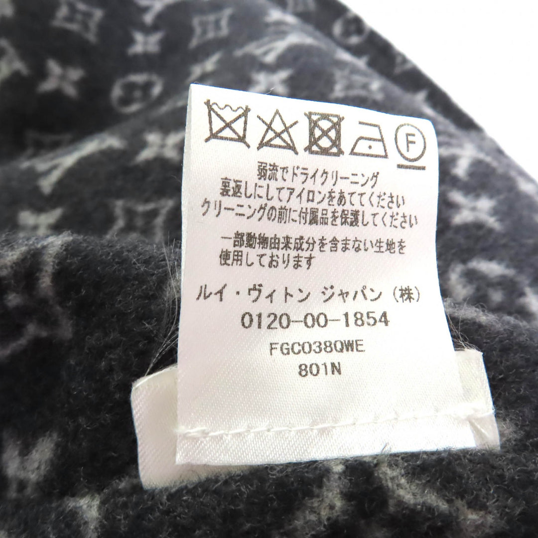 極美品★ルイヴィトン FGC038QWE ウール シルク混 ベルト付 モノグラム レザー使い ポンチョコート 34 ハンガー・ガーメント付 正規品
