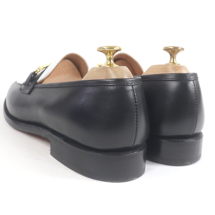 極美品□Trickers トリッカーズ レザー ビットローファー モカシン ブラック ホワイト 8 箱・保存袋付き イングランド製 メンズ