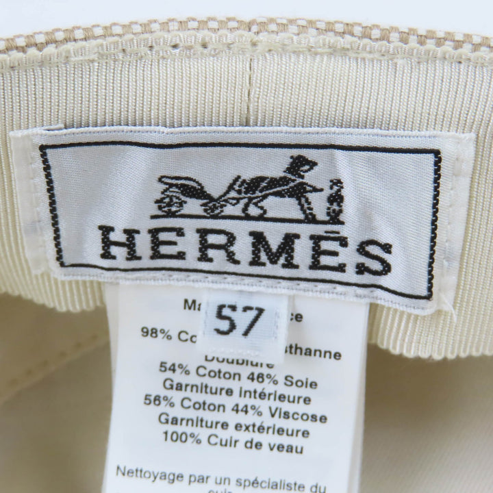 未使用品★HERMES エルメス ドーヴィル プラン ウェア セリエ金具付 レザー使い キャスケット ベージュ 57 保存袋付き フランス製 正規品