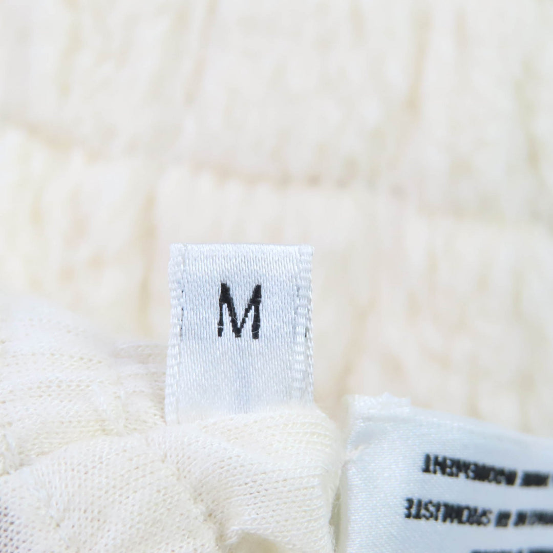 極美品★CHANEL シャネル ラパンファー ココマークチェーン付 リボンデザイン グローブ 手袋 オフホワイト M レディース
