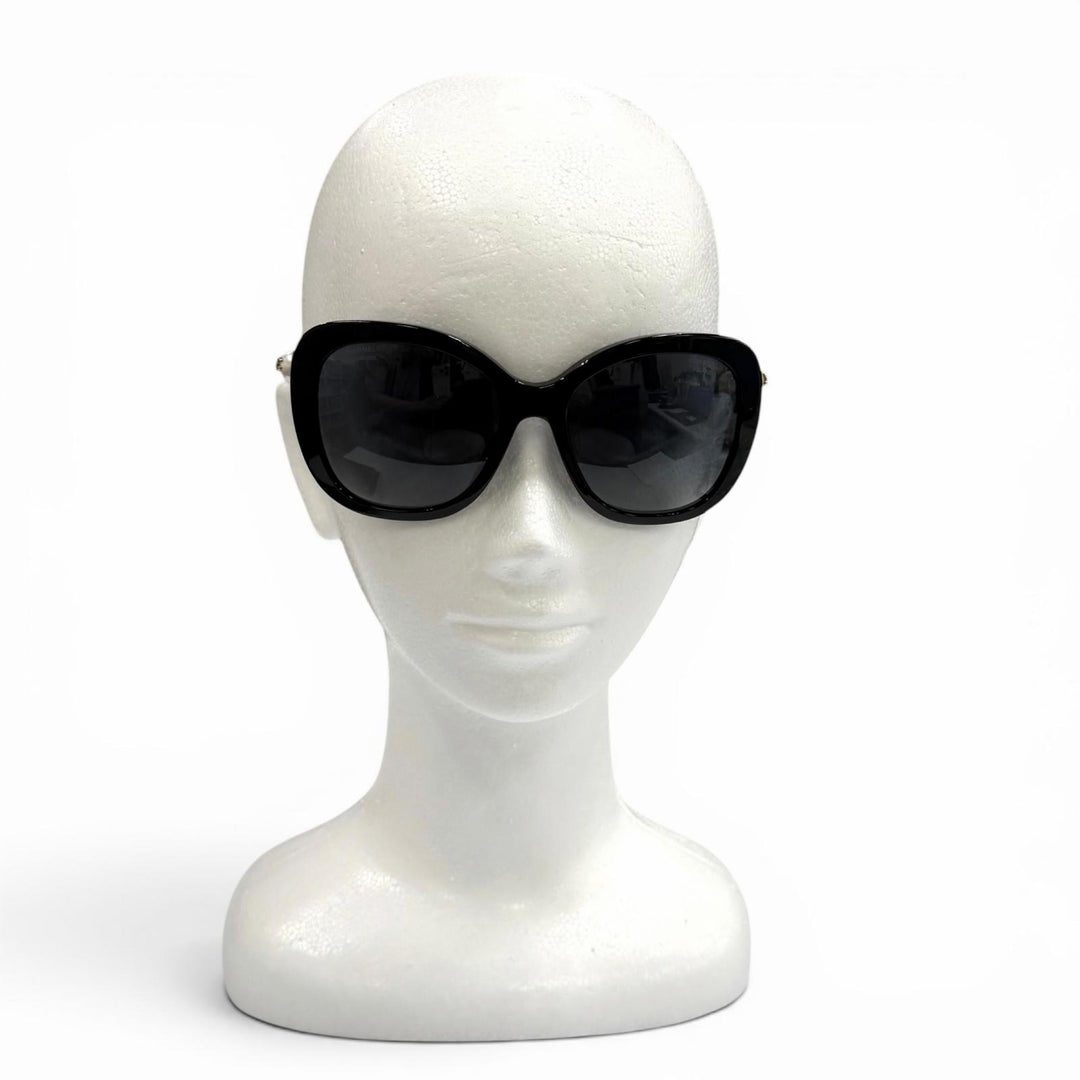 良品★CHANEL シャネル 5339-H-A ココマーク エコパール スクエア シェイプ サングラス ブラック シルバー金具 55□18 140 イタリア製