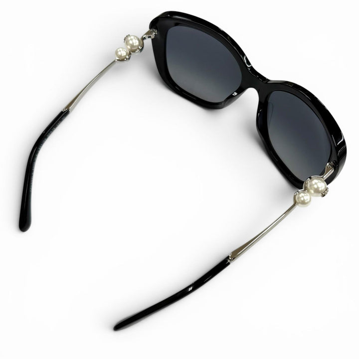 良品★CHANEL シャネル 5339-H-A ココマーク エコパール スクエア シェイプ サングラス ブラック シルバー金具 55□18 140 イタリア製