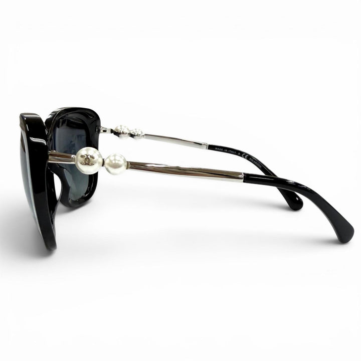 良品★CHANEL シャネル 5339-H-A ココマーク エコパール スクエア シェイプ サングラス ブラック シルバー金具 55□18 140 イタリア製